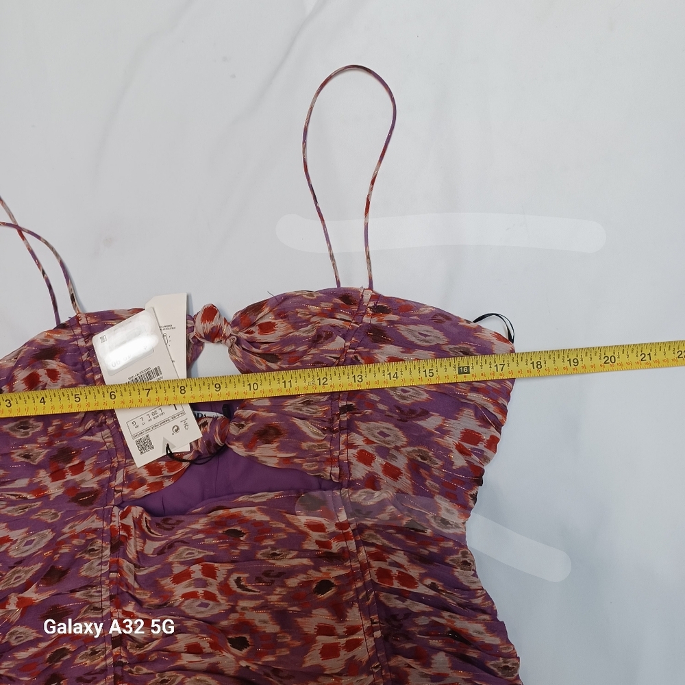 Zara New Women Size L  Purple Patterned Mini Dress - Picture 16 of 16